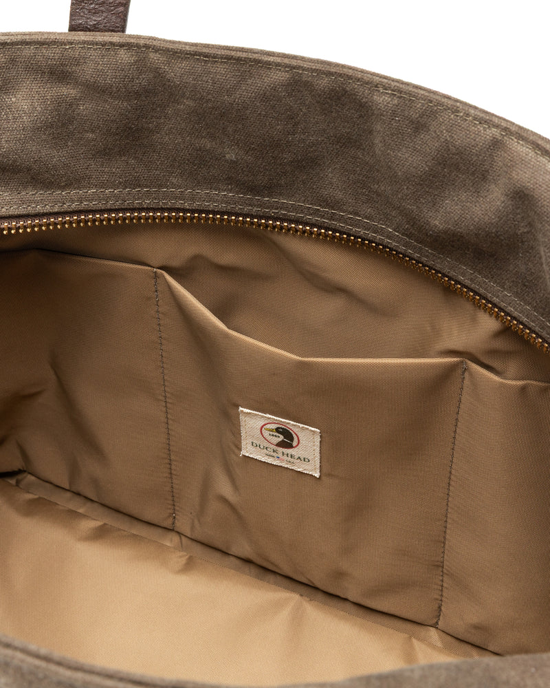 Large Waxed Canvas Tote - Field Brown