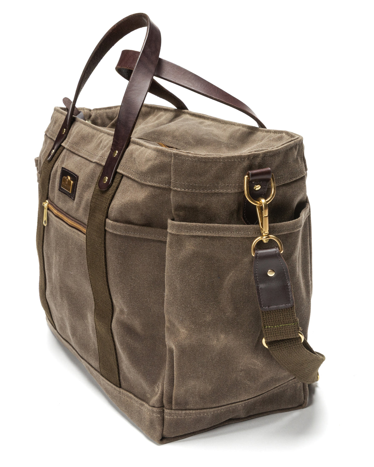Large Waxed Canvas Tote - Field Brown
