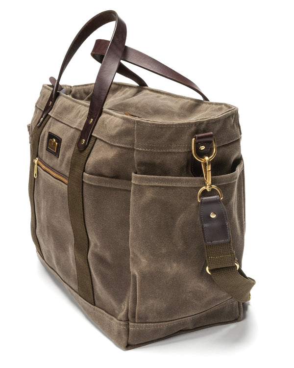 Large Waxed Canvas Tote - Field Brown
