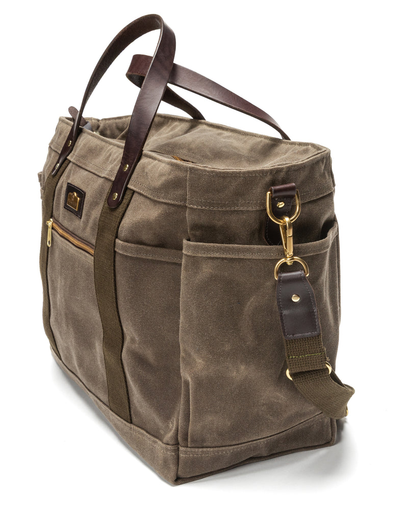 Large Waxed Canvas Tote - Field Brown