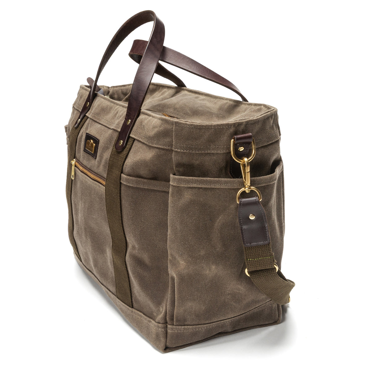 Large Waxed Canvas Tote - Field Brown