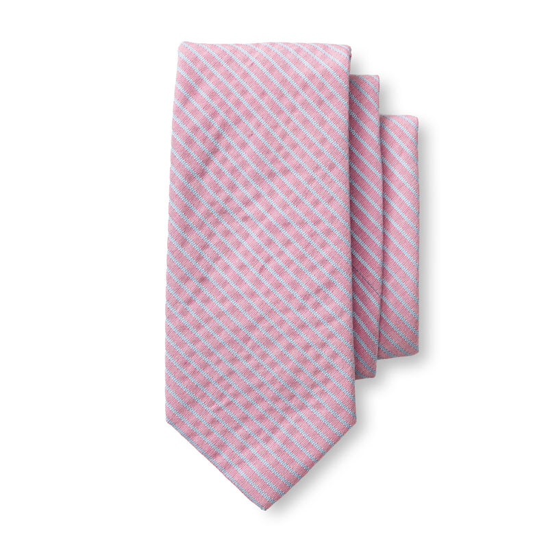 Seersucker Stripe Tie - Rosewood