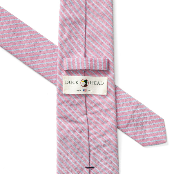 Seersucker Stripe Tie - Rosewood