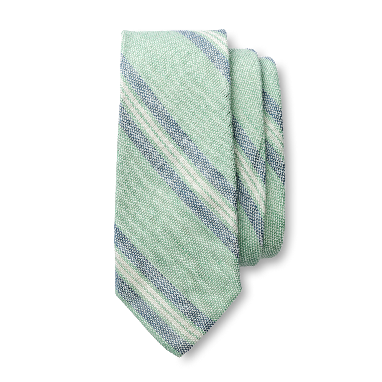 Cotton Linen Stripe Tie - Aspen Green