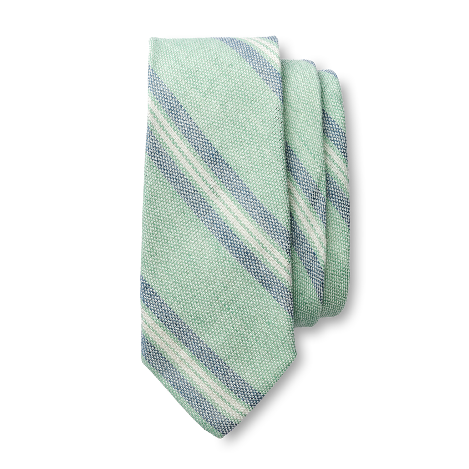 Cotton Linen Stripe Tie - Aspen Green