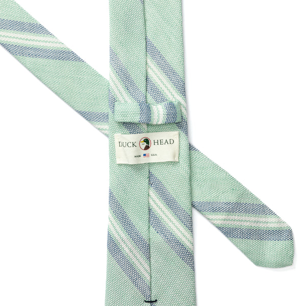 Cotton Linen Stripe Tie - Aspen Green