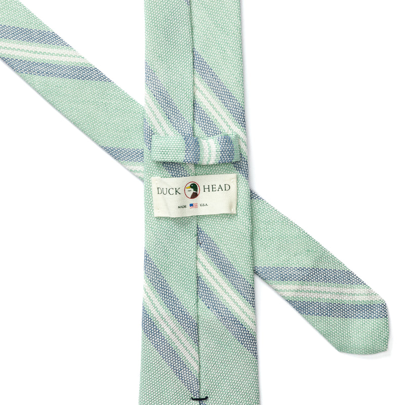 Cotton Linen Stripe Tie - Aspen Green
