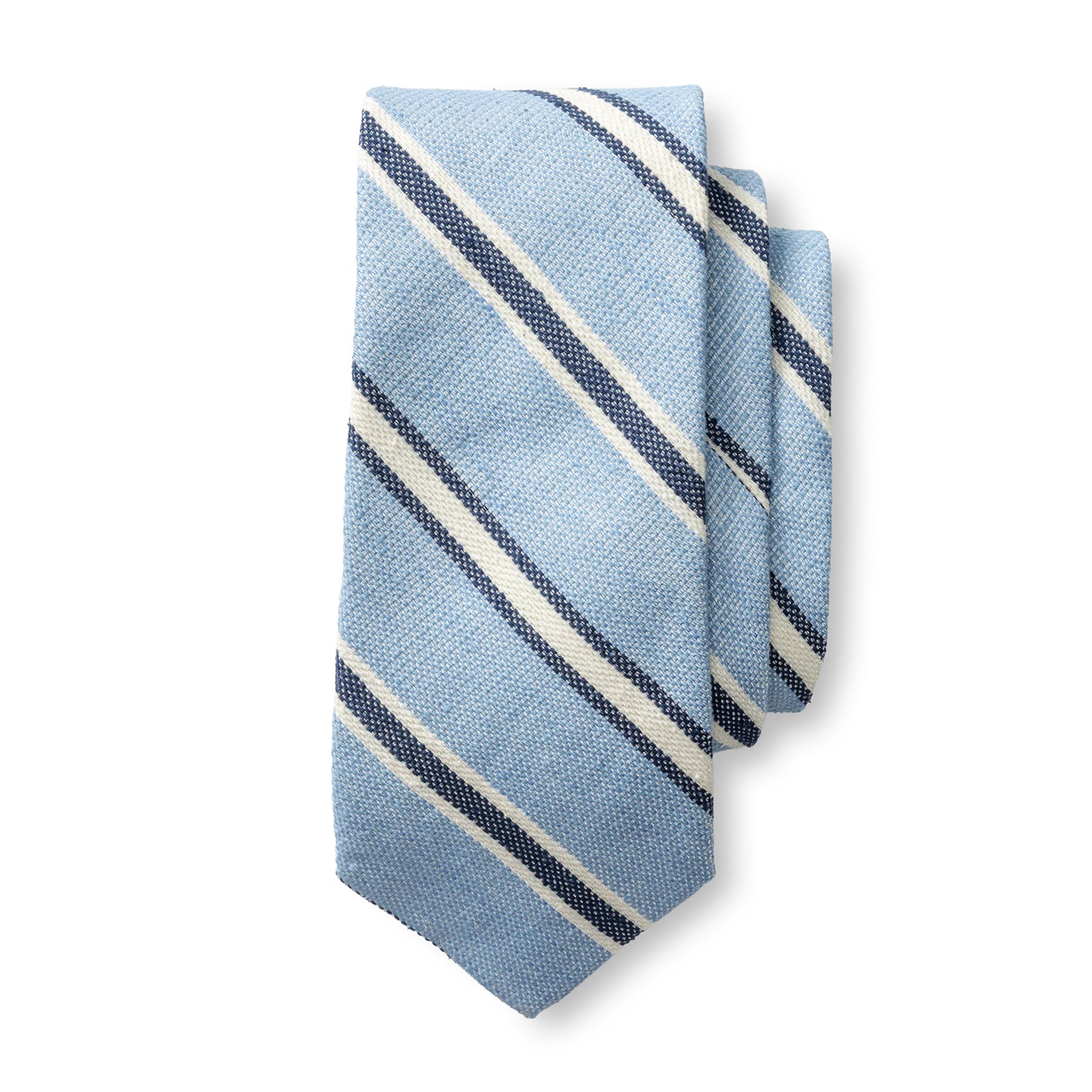 Silk Linen Stripe Tie - Light Blue