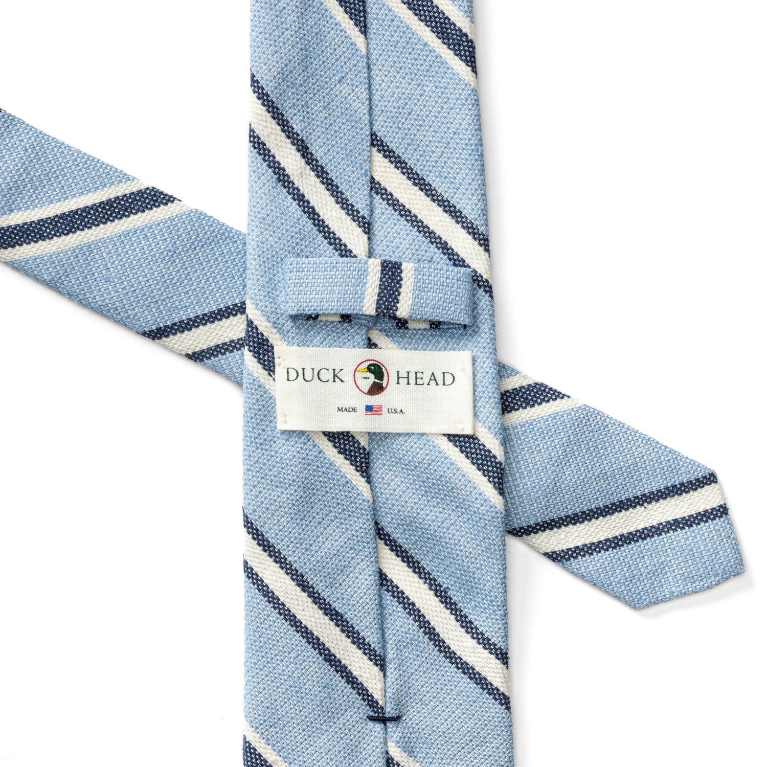 Silk Linen Stripe Tie - Light Blue