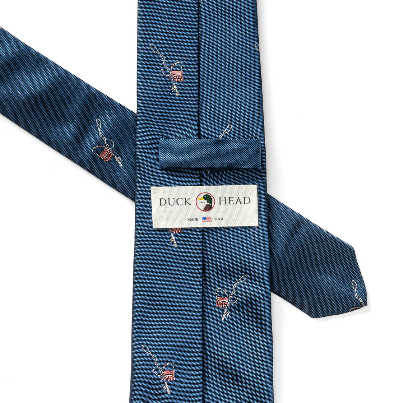 Silk Fishing Motif Tie - Varsity Blue