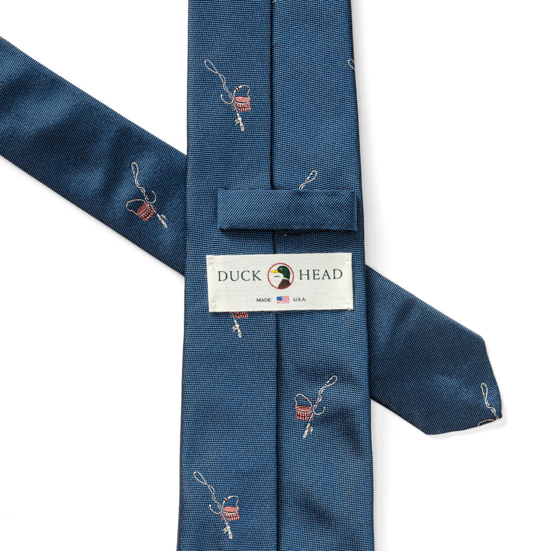 Silk Fishing Motif Tie - Varsity Blue