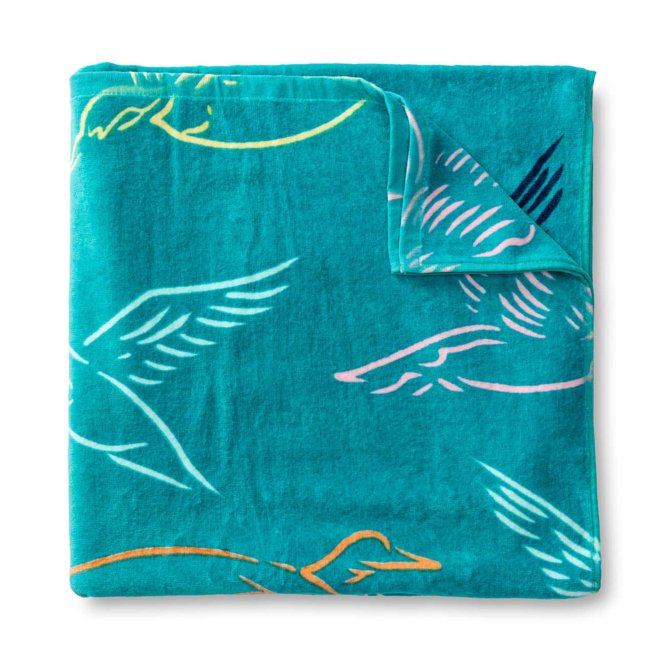 Flying Mallard Beach Towel - Lake Blue