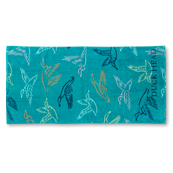Flying Mallard Beach Towel - Lake Blue