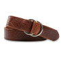 Pebbled Bison Leather O-Ring Belt - Dark Brown W/Nickel Buckle