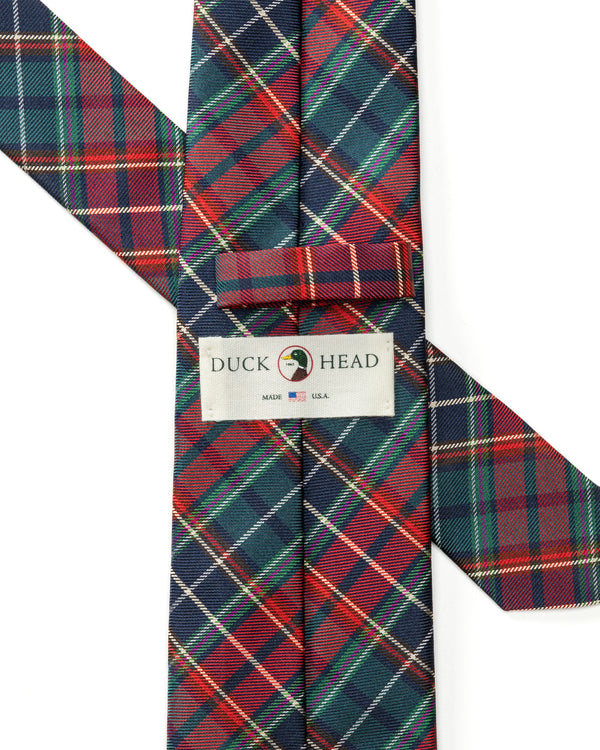 Silk Plaid Tie - Pomegranate