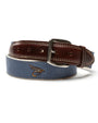 Embroidered Nubuck Leather Belt - Stormy Teal