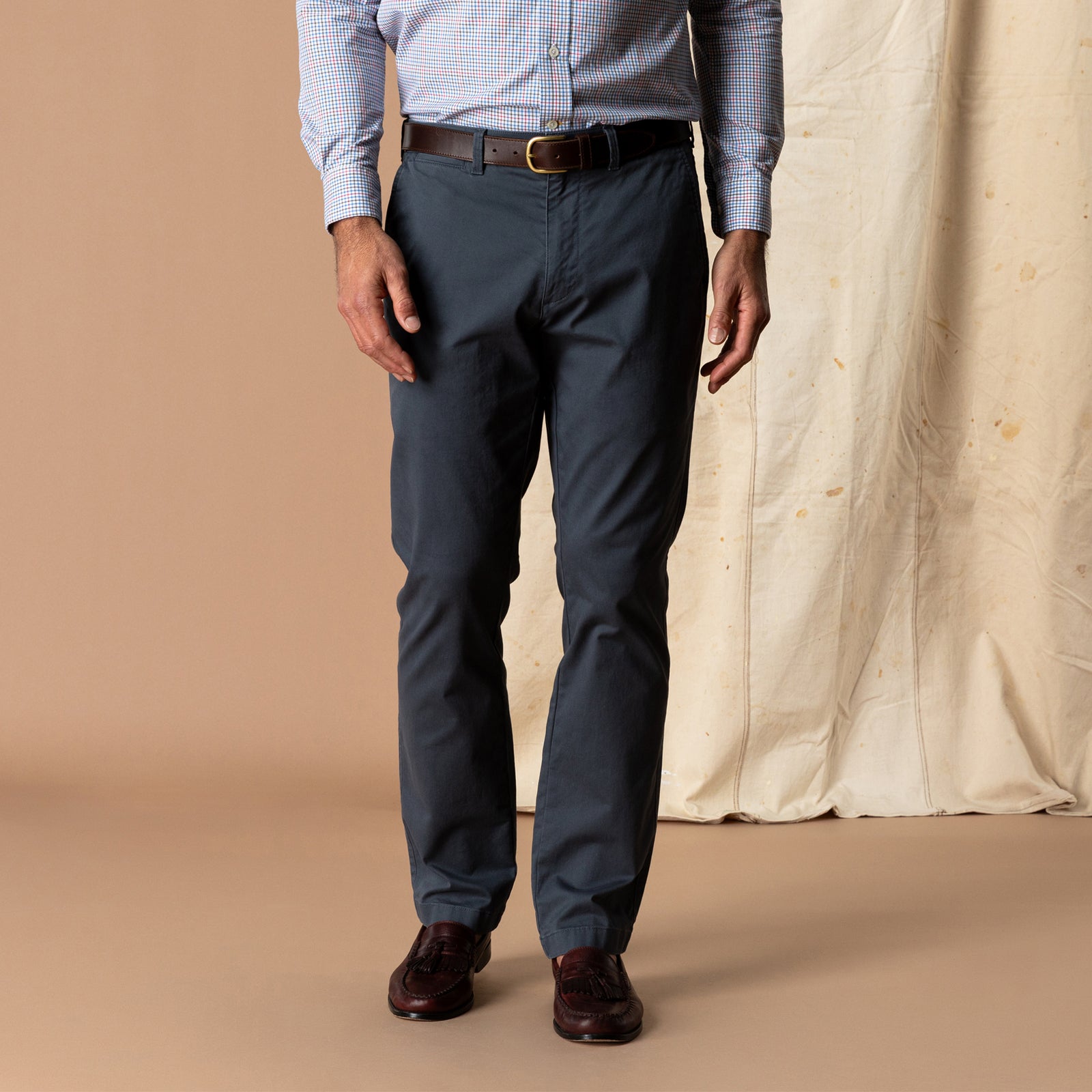 Classic Fit Gold School Chino - Washed Navy