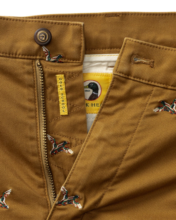 Classic Fit Gold School Chino - Bronze Brown EMB