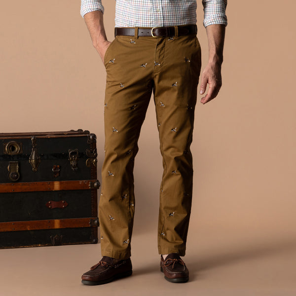 Classic Fit Gold School Chino - Bronze Brown EMB
