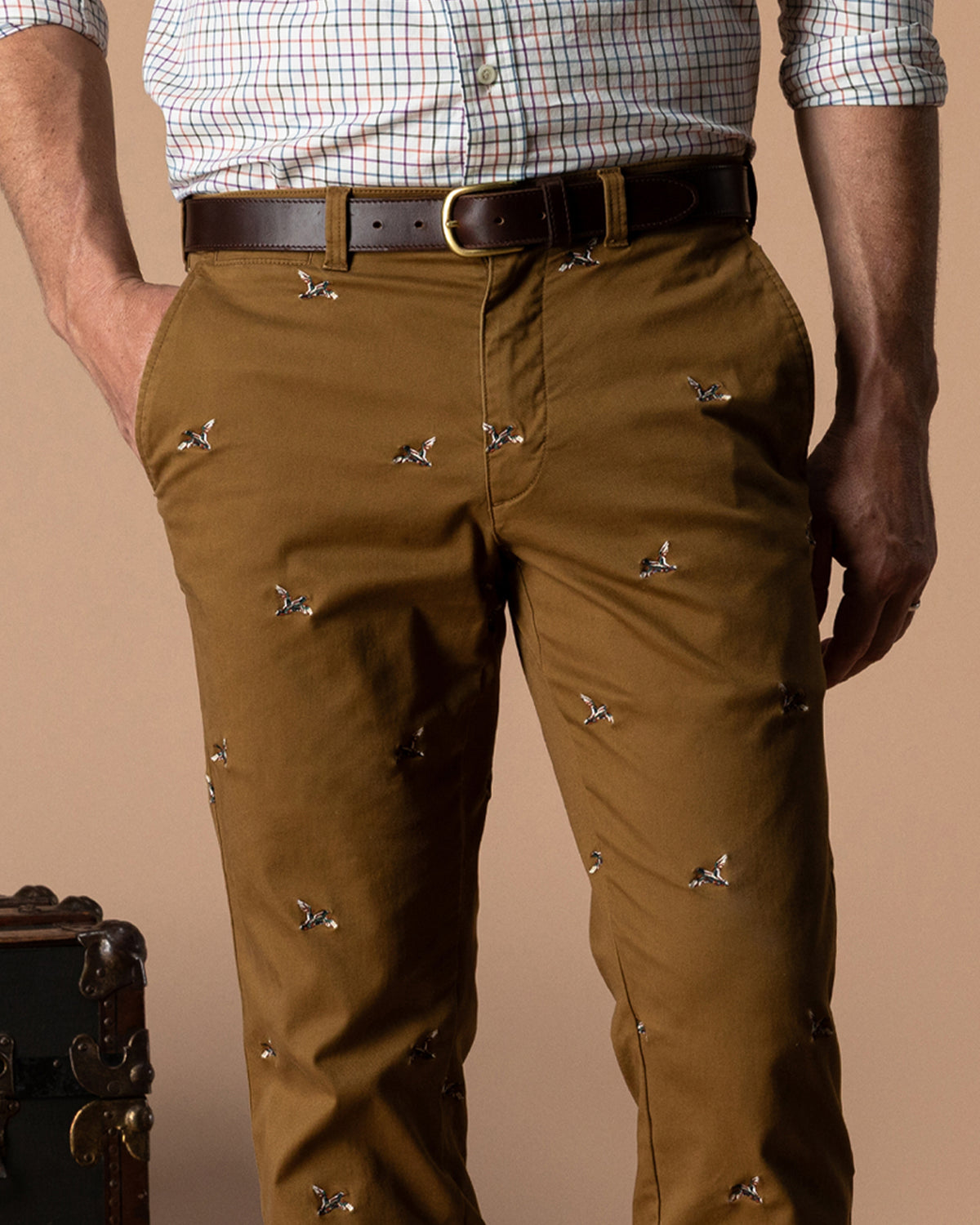 Classic Fit Gold School Chino - Bronze Brown EMB