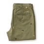 Classic Fit Gold School Chino - Embroidered Olive