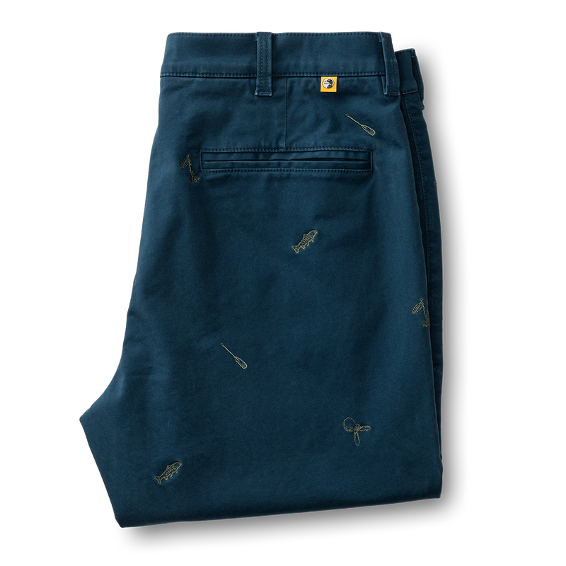 Classic Fit Gold School Chino - Emb Mallard Blue