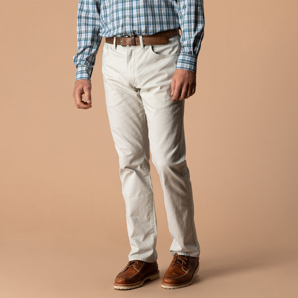 Classic Fit Pinpoint Canvas Five-Pocket - Stone