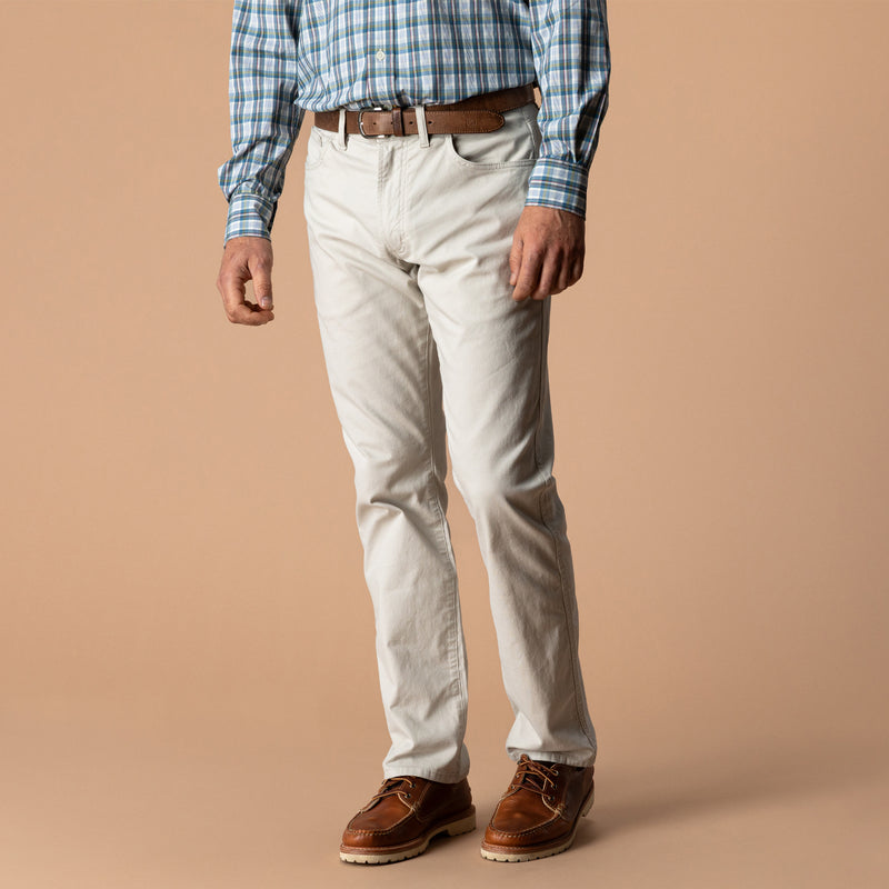 Classic Fit Pinpoint Canvas Five-Pocket - Stone