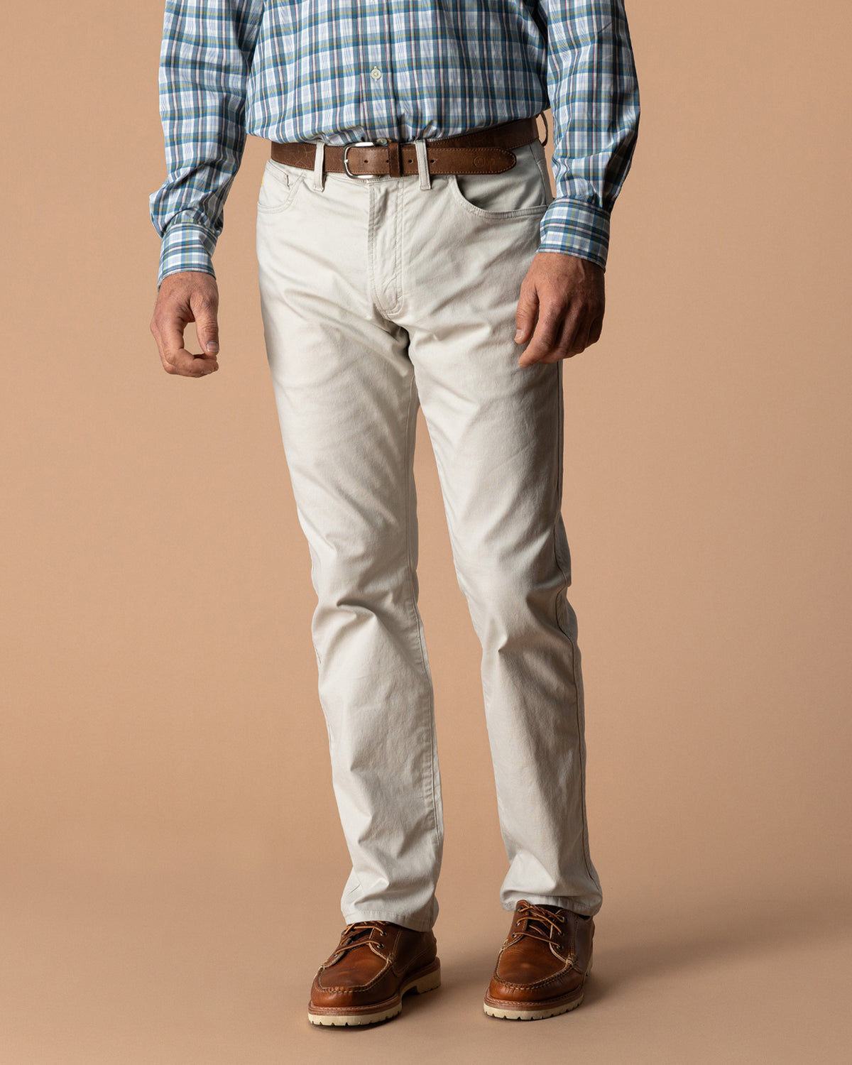 Classic Fit Pinpoint Canvas Five-Pocket - Stone
