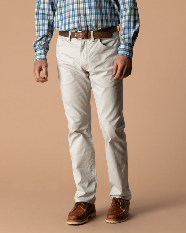 Classic Fit Pinpoint Canvas Five-Pocket - Stone