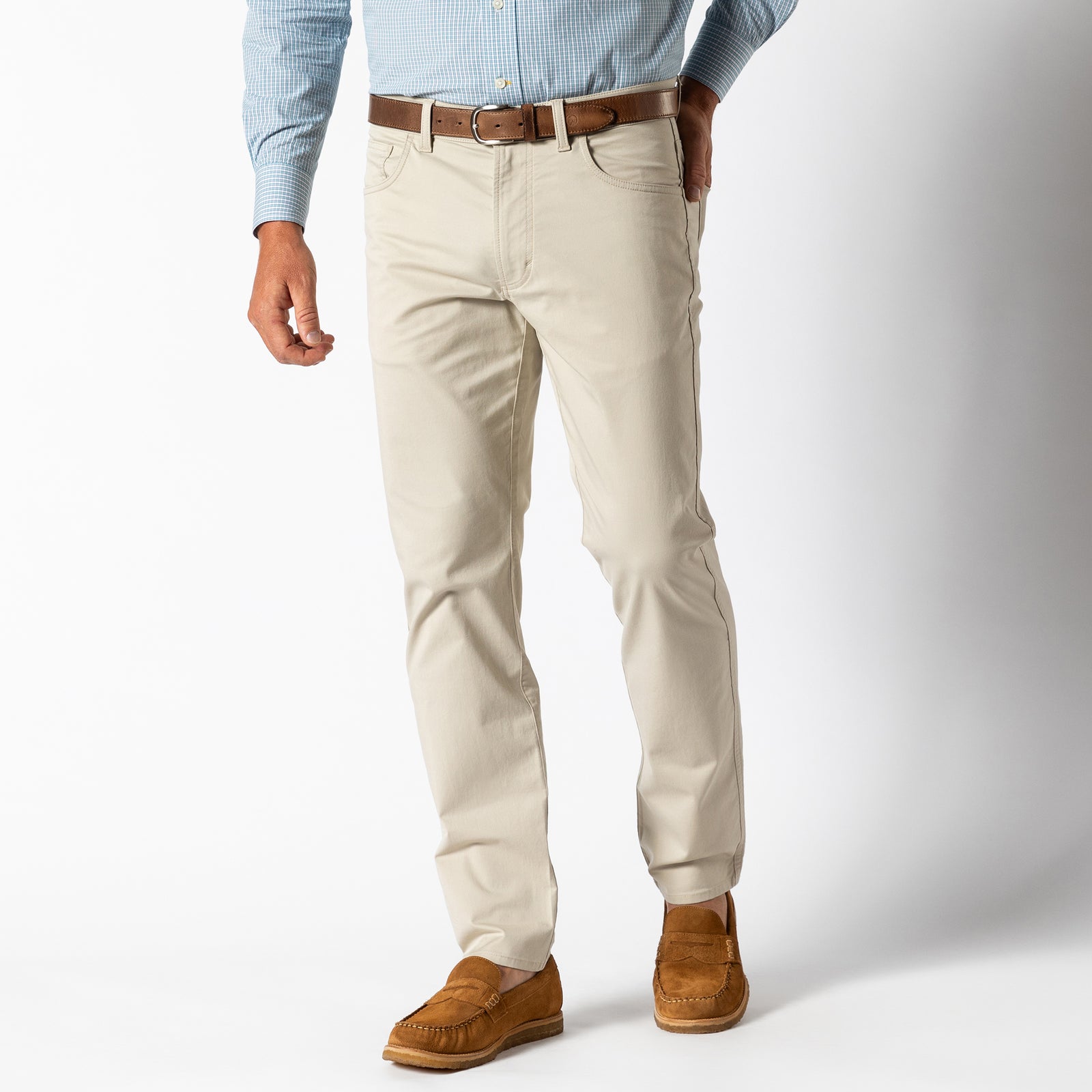 Classic Fit Pinpoint Canvas Five-Pocket - Stone