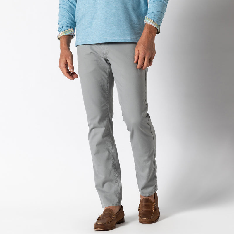 Classic Fit Pinpoint Canvas Five-Pocket - Limestone Gray