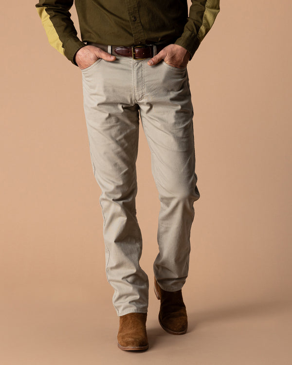 Classic Fit Pinpoint Canvas Five-Pocket - Khaki