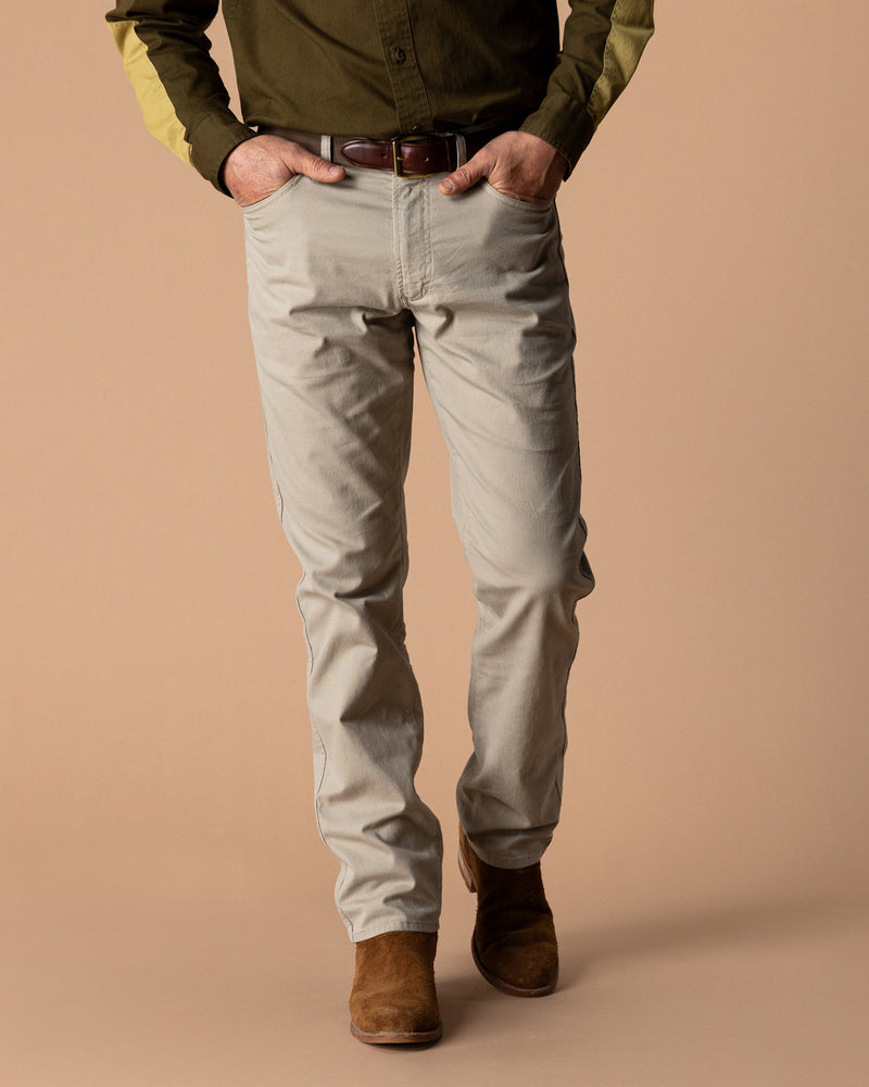 Classic Fit Pinpoint Canvas Five-Pocket - Khaki
