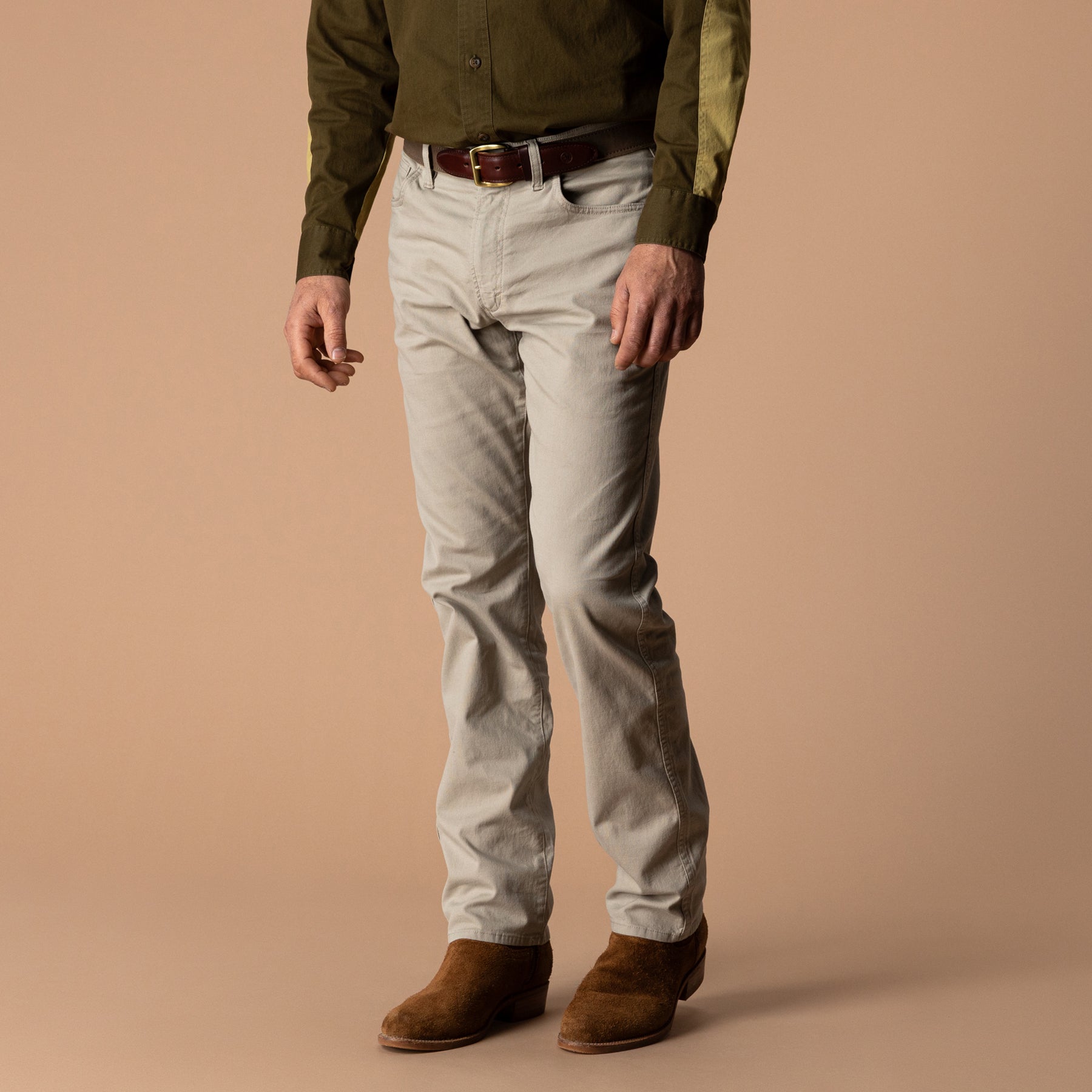 Classic Fit Pinpoint Canvas Five-Pocket - Khaki
