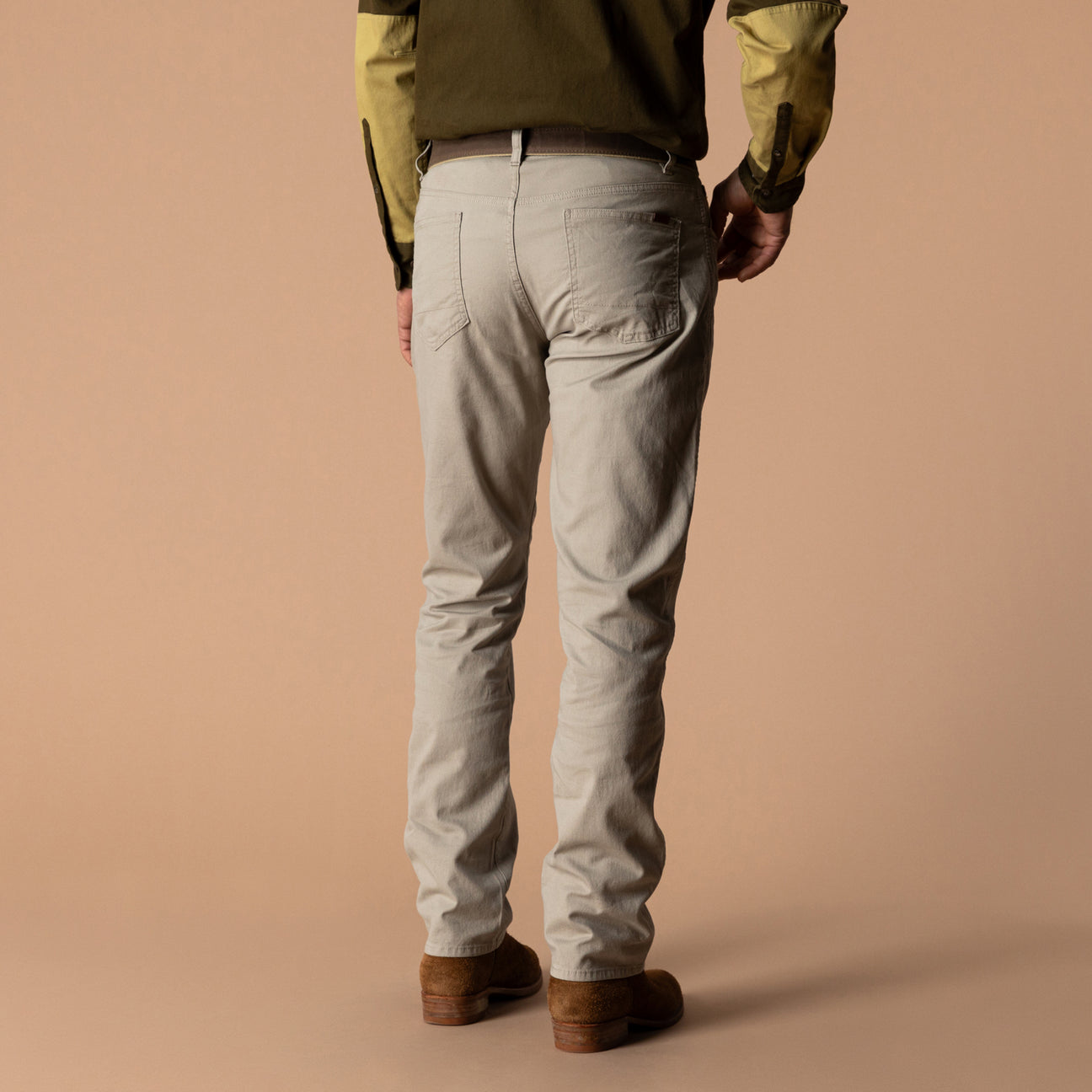 Classic Fit Pinpoint Canvas Five-Pocket - Khaki