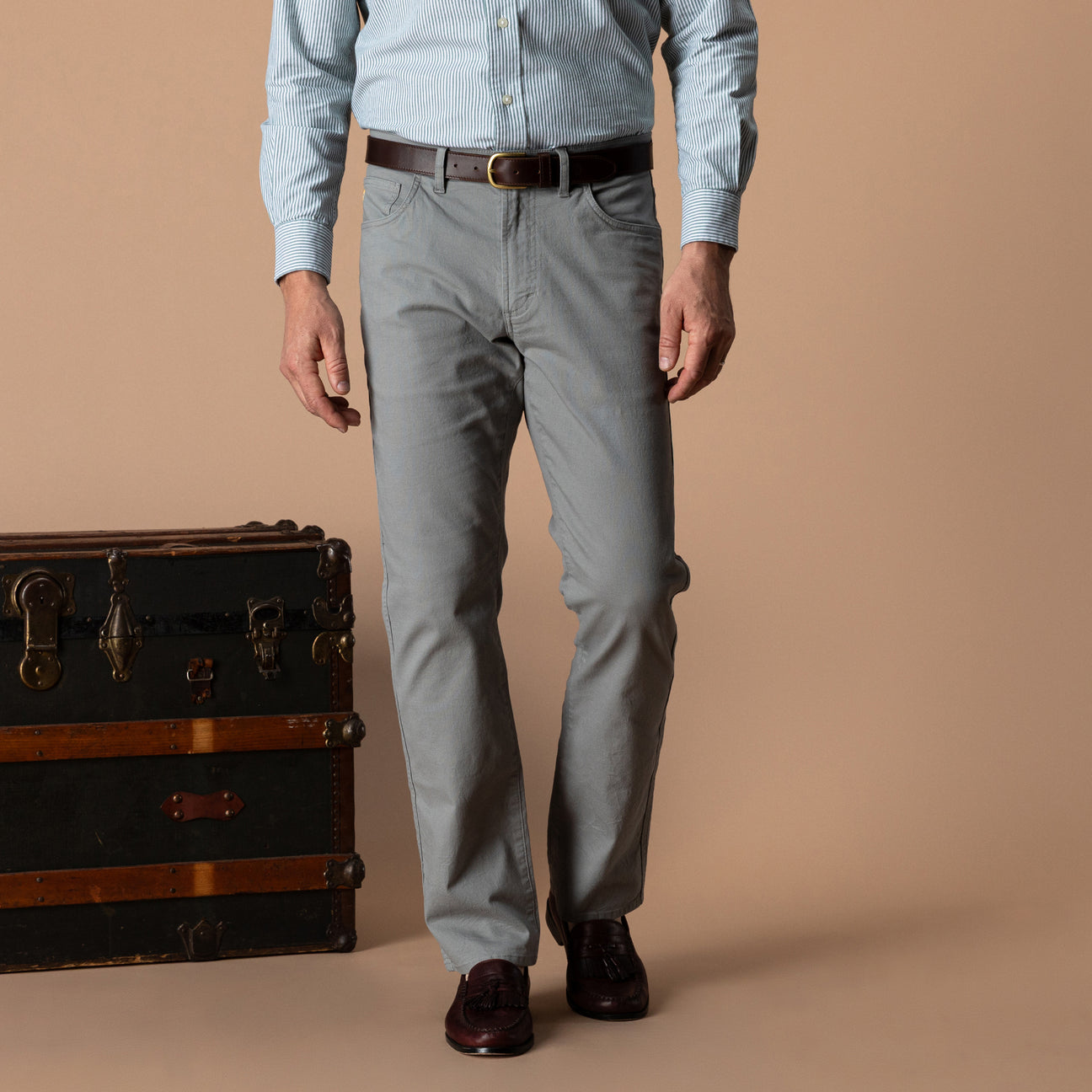 Classic Fit Pinpoint Canvas Five-Pocket - Shadow Grey