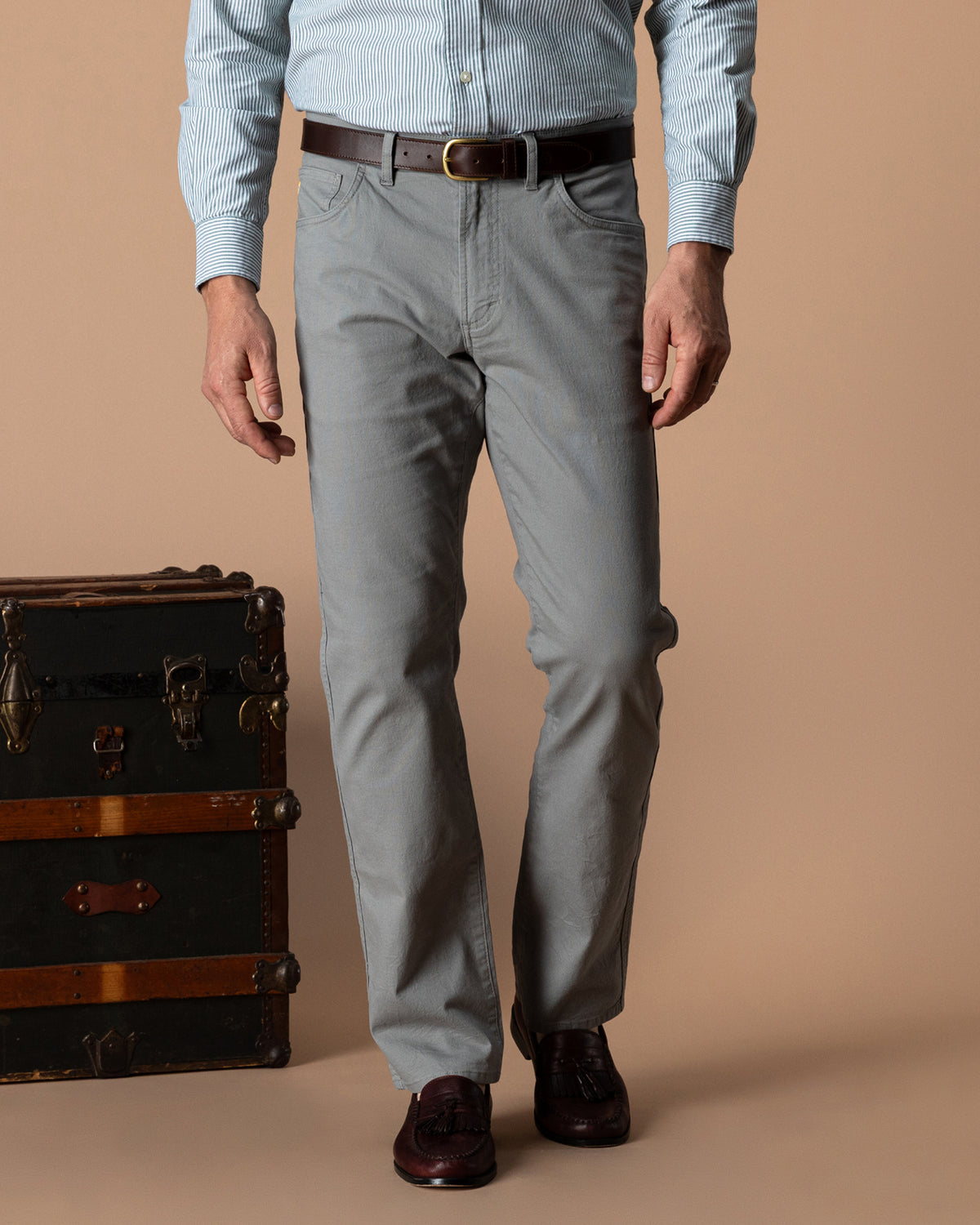 Classic Fit Pinpoint Canvas Five-Pocket - Shadow Grey