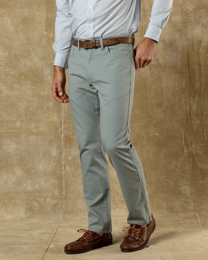 Classic Fit Pinpoint Canvas Five-Pocket - Pewter Grey