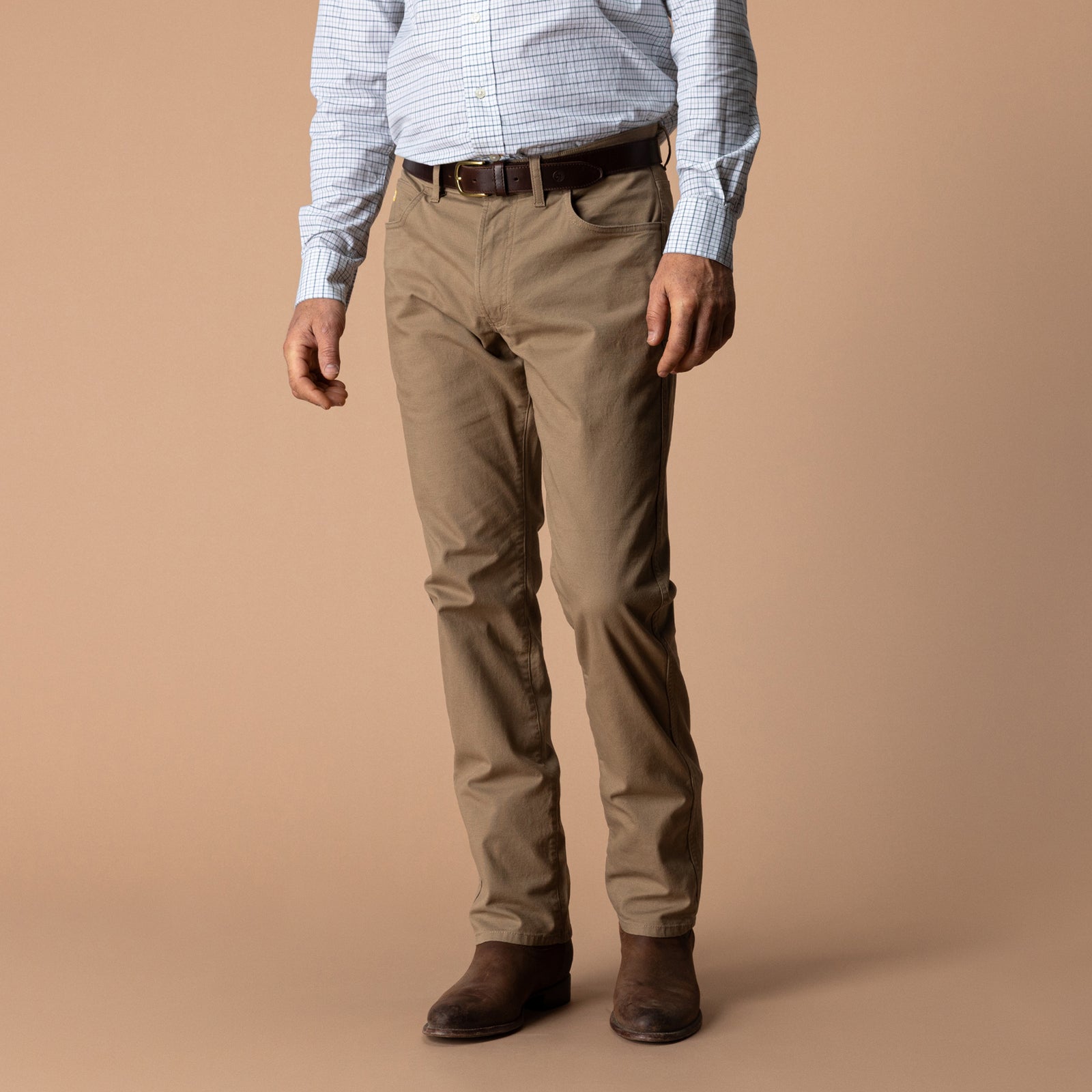 Classic Fit Pinpoint Canvas Five-Pocket - Claystone
