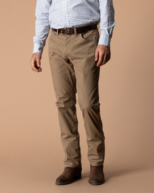 Classic Fit Pinpoint Canvas Five-Pocket - Claystone