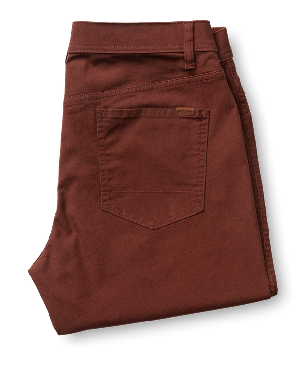 Classic Fit Pinpoint Canvas Five-Pocket - Burgundy Brown