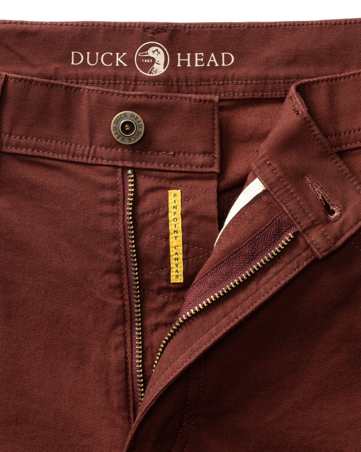 Classic Fit Pinpoint Canvas Five-Pocket - Burgundy Brown