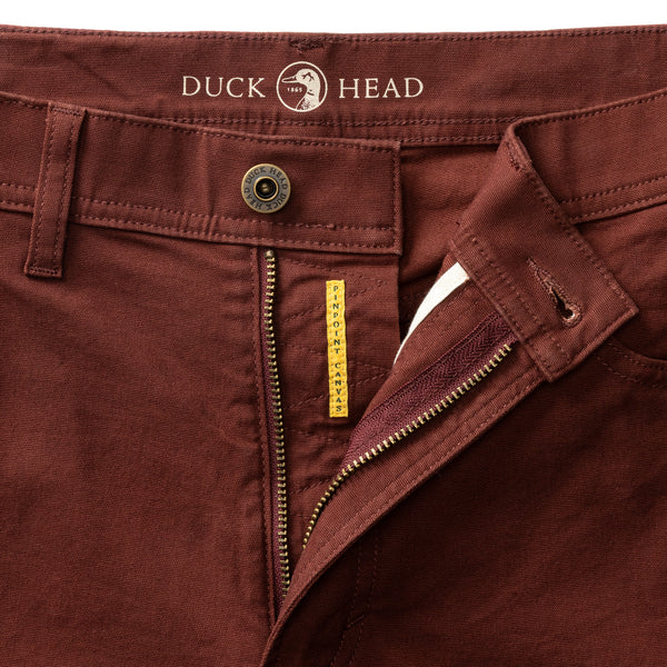 Classic Fit Pinpoint Canvas Five-Pocket - Burgundy Brown
