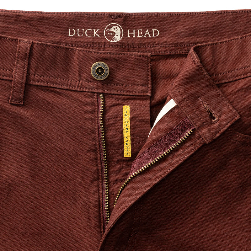 Classic Fit Pinpoint Canvas Five-Pocket - Burgundy Brown
