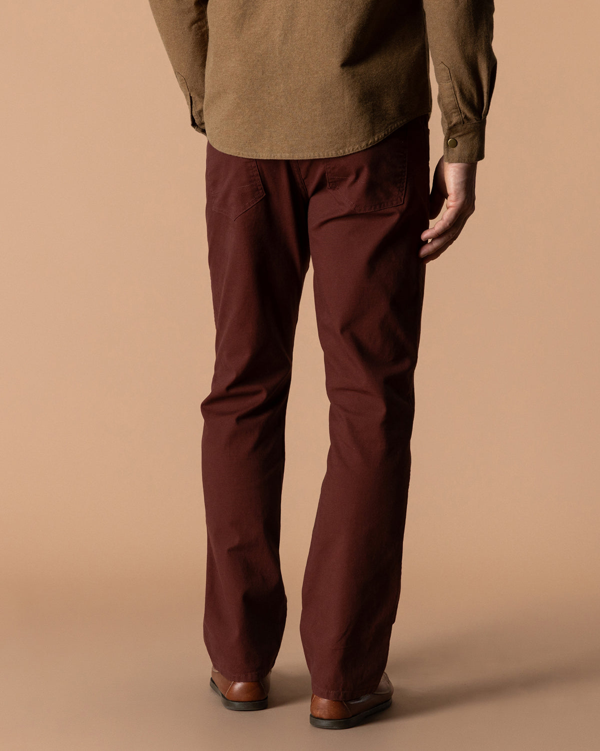 Classic Fit Pinpoint Canvas Five-Pocket - Burgundy Brown