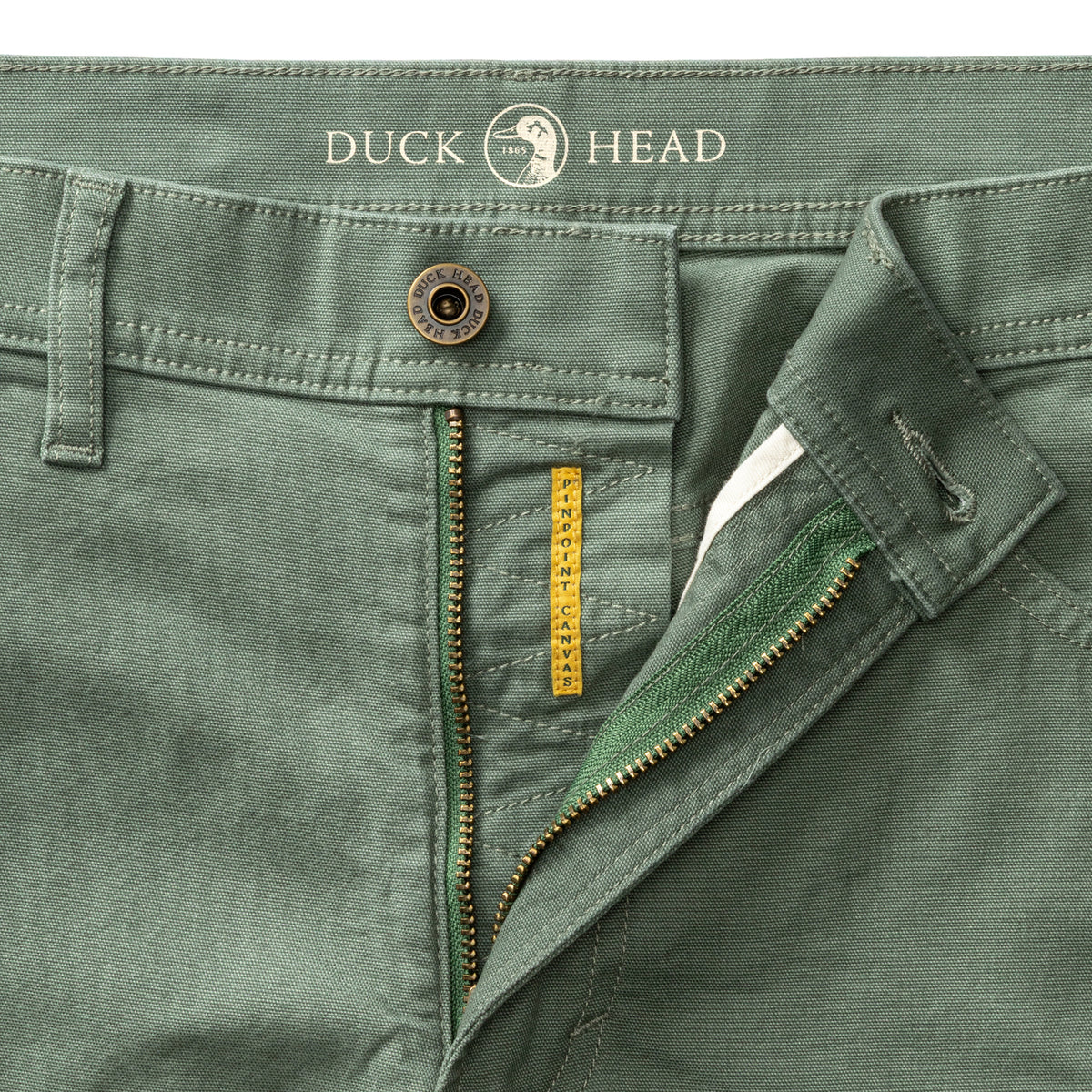Classic Fit Pinpoint Canvas Five-Pocket - Duck Green