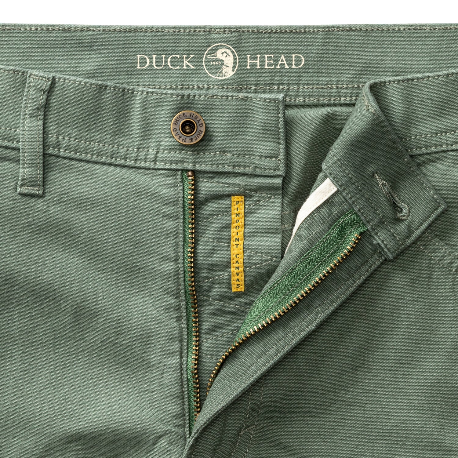 Classic Fit Pinpoint Canvas Five-Pocket - Duck Green