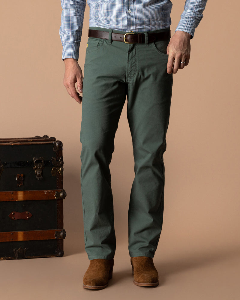 Classic Fit Pinpoint Canvas Five-Pocket - Duck Green