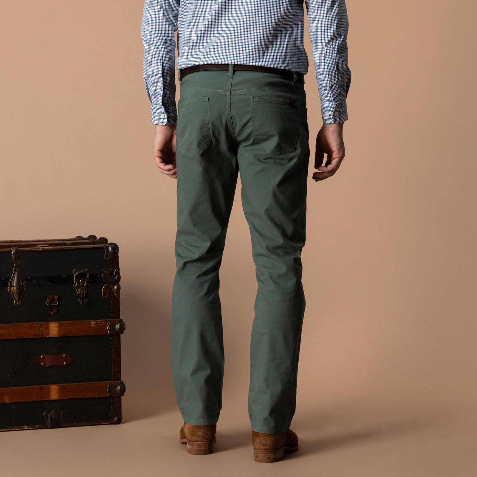 Classic Fit Pinpoint Canvas Five-Pocket - Duck Green